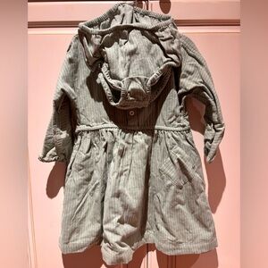 Oso & Me Striped Light Green Long Sleeve Dress snaps & matching bottoms Size 3